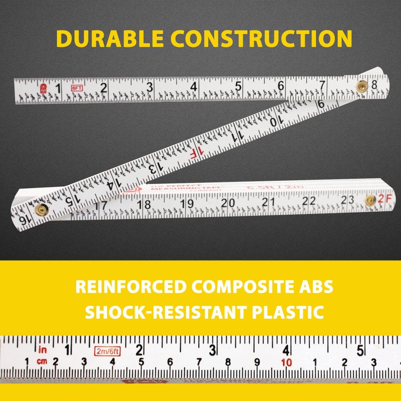 Perfect Measuring Tape Co. FR-72 Carpenter's Folding Rule Lightweight Composite Construction Ruler (Folding Yard Stick) with Easy-Read Inch Fractions - 6.5ft / 2m - Image 4